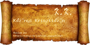 Kányi Krisztián névjegykártya